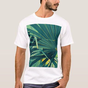 Camiseta Textura con Tedado de hojas de palmera a rayas
