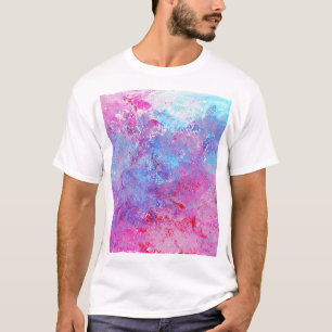 Camiseta Textura creativa rosa-azul, manchas de pintura.