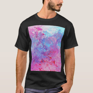 Camiseta Textura creativa rosa-azul, manchas de pintura.