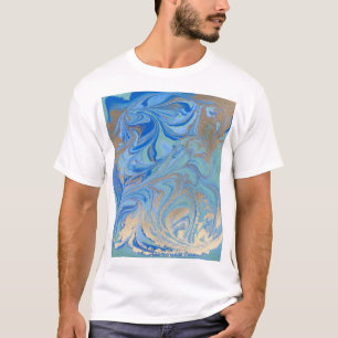 Camiseta Textura de acuarela líquida de oro azul
