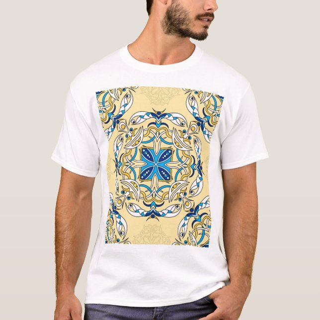 Camiseta Textura de cosecha arábiga floral (Anverso)