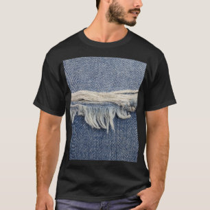 Camiseta Textura de jeans despojados, fondo elegante.