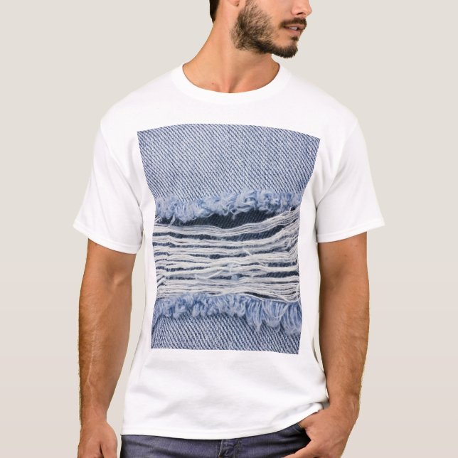 Camiseta Textura de jeans rotos con azul claro (Anverso)
