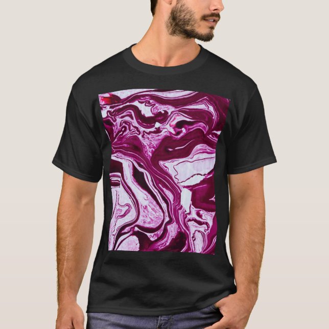 Camiseta Textura de mármol magenta: arte fluido abstracto (Anverso)