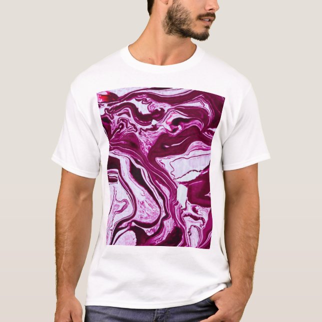 Camiseta Textura de mármol magenta: arte fluido abstracto (Anverso)