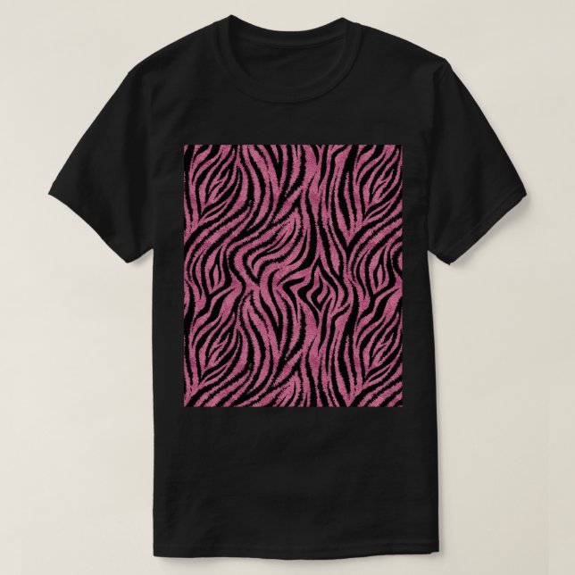 Camiseta Textura de piel de cebra rosa patrón glamoroso sin (Diseño del anverso)