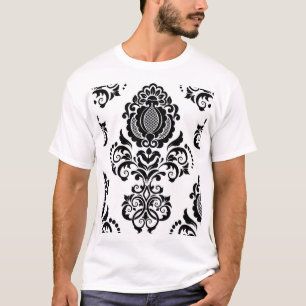 Camiseta Textura elegante sin costura de Damasco de época