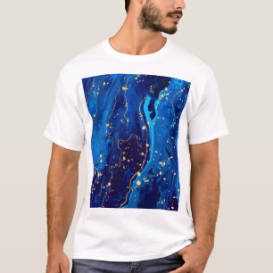 Camiseta Textura lujosa de mármol de oro azul