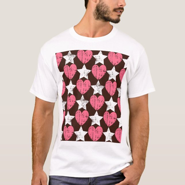 Camiseta Textura Retro Threadbare Hearts Stars (Anverso)