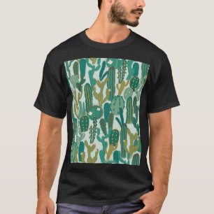 Camiseta Textura Vintage Repetida Cactus Green