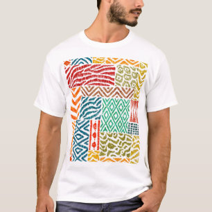 Camiseta Texturas de mosaico: Impresión de animales dibujad