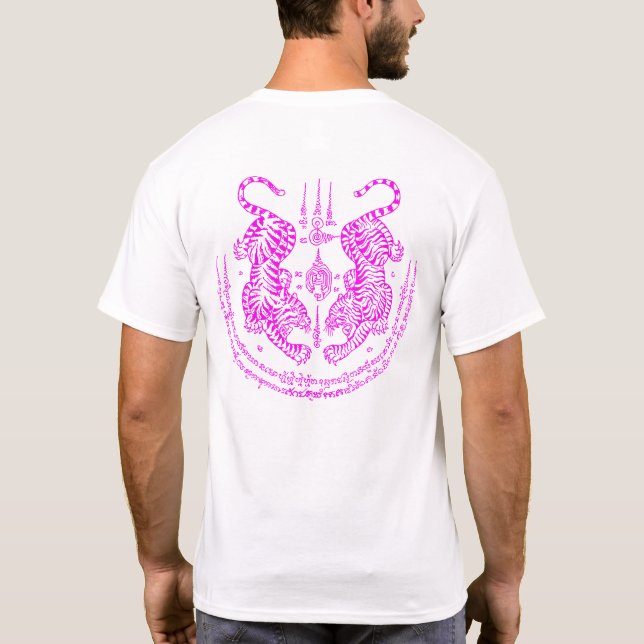 Camiseta Thai Tattoo Designs Tiger " Yant Suea Koo " Pink (Reverso)