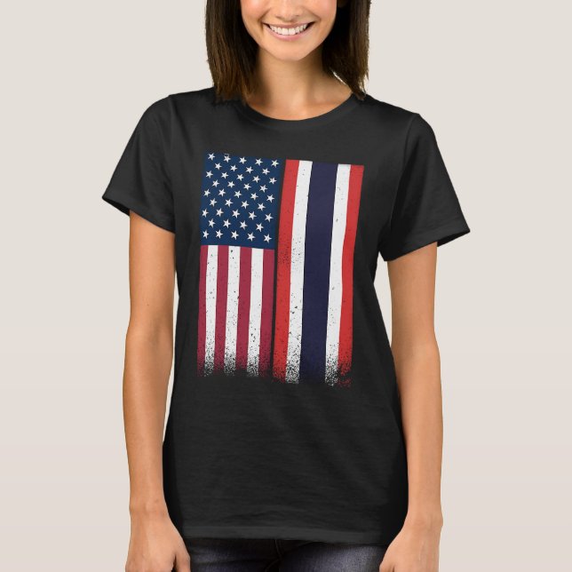 Camiseta Thailand  Thai American Flags Proud USA Thailand (Anverso)