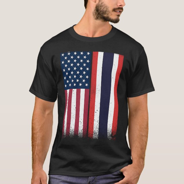 Camiseta Thailand  Thai American Flags Proud USA Thailand (Anverso)