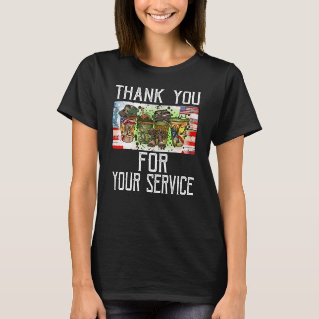 Camiseta Thank You For Your Service American Coffee For Vet (Anverso)