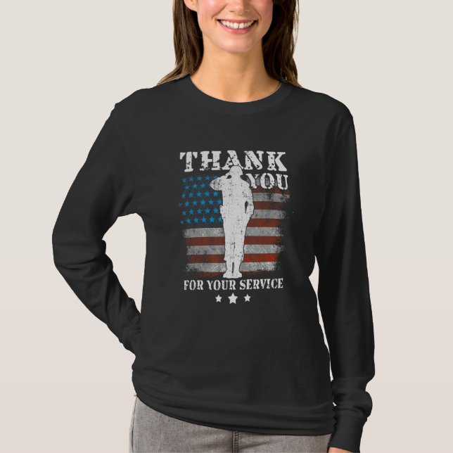 Camiseta Thank You For Your Service American Flag Veterans  (Anverso)