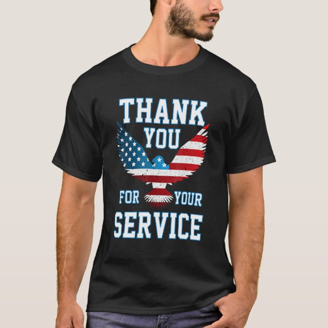 Camiseta Thank You for your Service Patriotic Eagle Veteran (Anverso)
