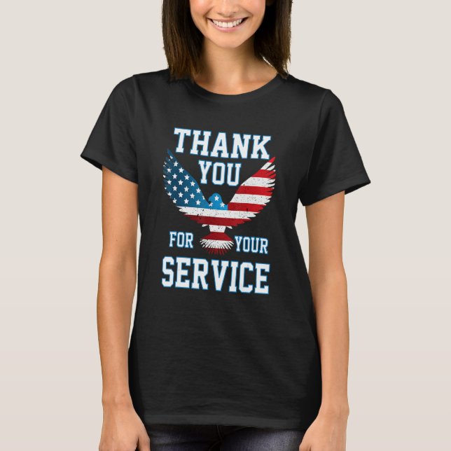 Camiseta Thank You for your Service Patriotic Eagle Veteran (Anverso)