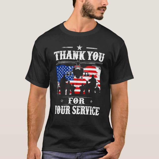 Camiseta Thank You For Your Service Patriotic Veterans Day (Anverso)