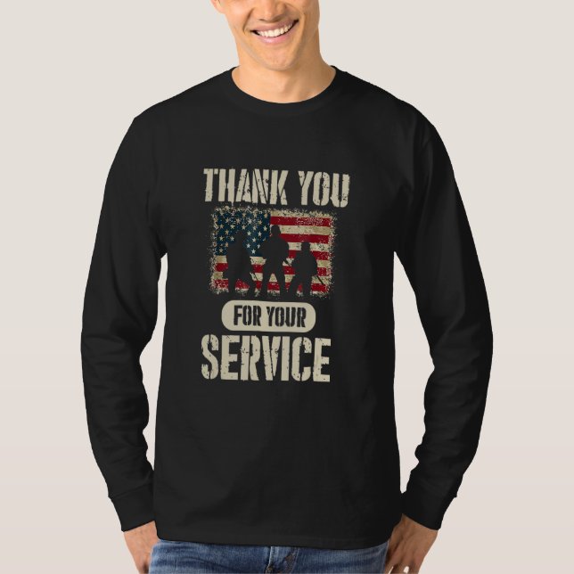 Camiseta Thank You for Your Service Patriotic Veterans Day (Anverso)