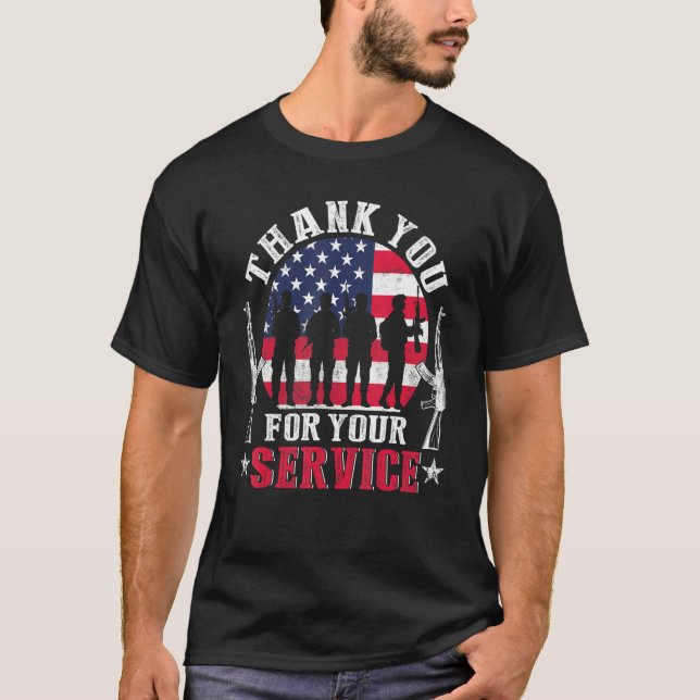 Camiseta Thank You For Your Service Patriotic Veterans Day (Anverso)