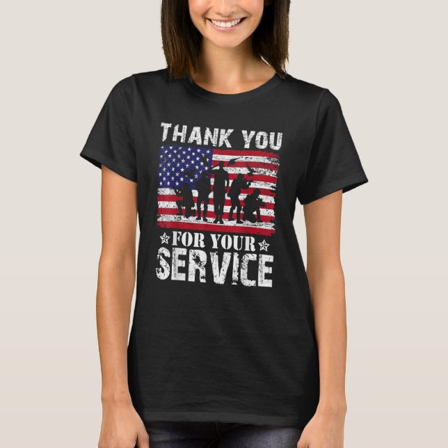Camiseta Thank You For Your Service Veteran US Flag Veteran (Anverso)