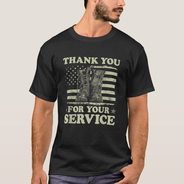 Camiseta Thank You For Your Service Veteran US Flag Veteran (Anverso)