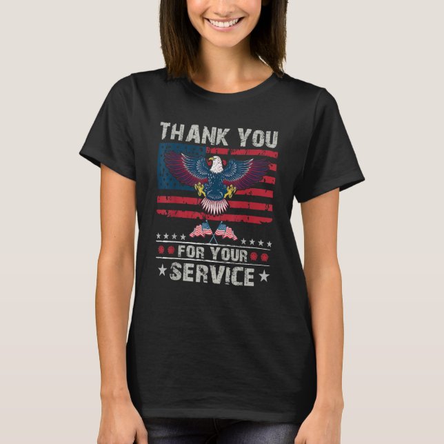 Camiseta Thank You For Your Service Veteran US Flag Veteran (Anverso)