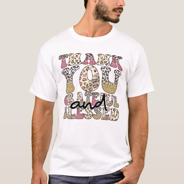Camiseta Thank You Grateful And Blessed Sublimation (Anverso)