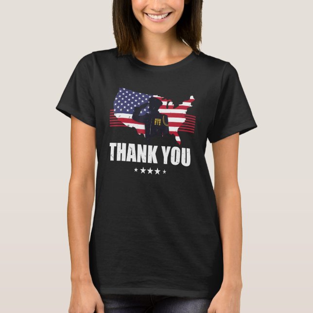 Camiseta Thank You Patriotic Veteran Memorial Day 4th Of Ju (Anverso)
