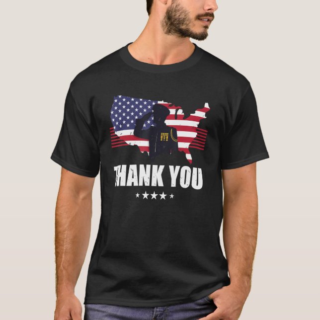 Camiseta Thank You Patriotic Veteran Memorial Day 4th Of Ju (Anverso)