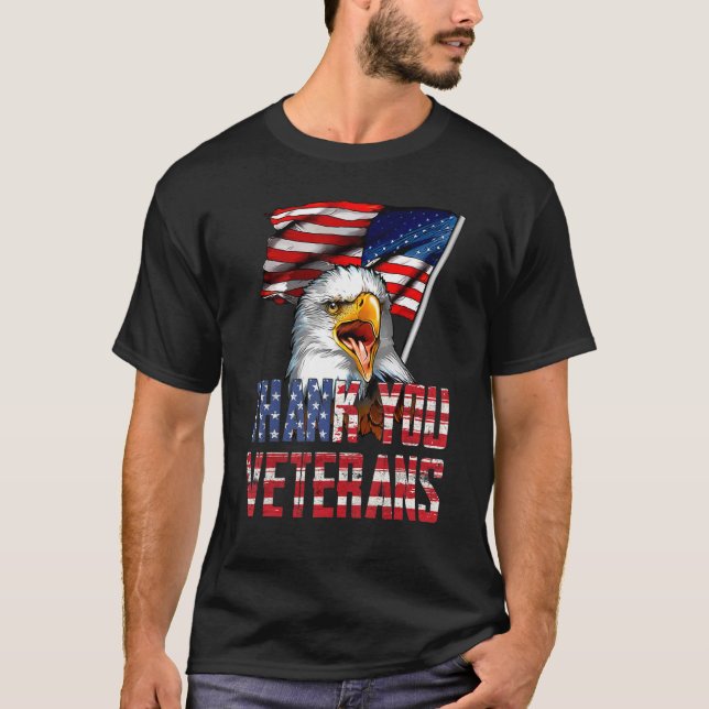 Camiseta Thank You Veterans American Eagle US Flag for 4th  (Anverso)