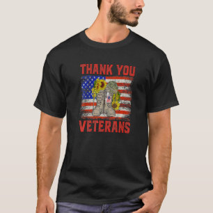 Camiseta Thank You Veterans Combat Boots Poppy Flower Veter