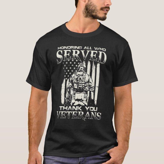 Camiseta Thank You Veterans Honoring All Who Served (Anverso)