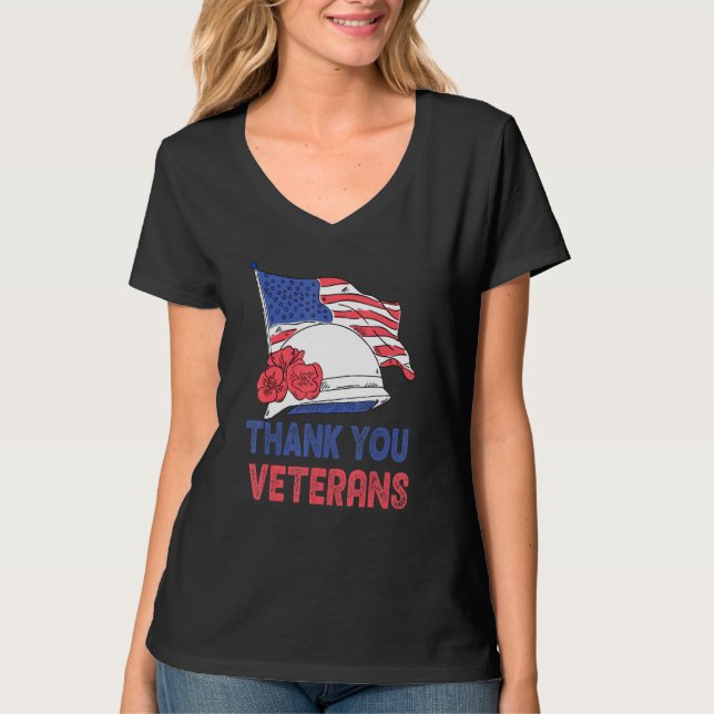 Camiseta Thank You Veterans Service Patriot Veteran Day Ame (Anverso)