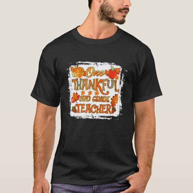 Camiseta Thankful 3rd Grade Teacher Pumpkin Fall Leopard Th (Anverso)