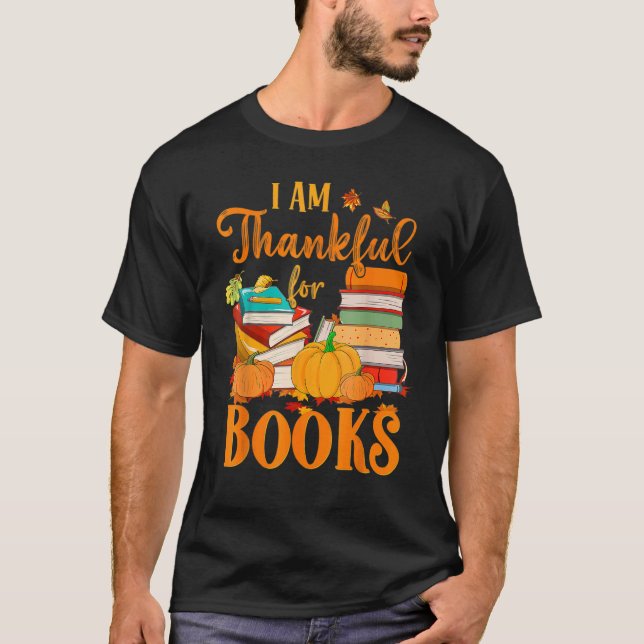 Camiseta Thankful For Books Fall Librarian  Happy Thanksgiv (Anverso)