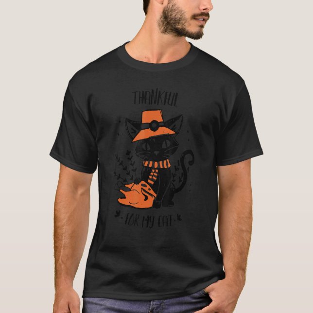 Camiseta Thankful For My Cats Happy Thanksgiving Cat (Anverso)