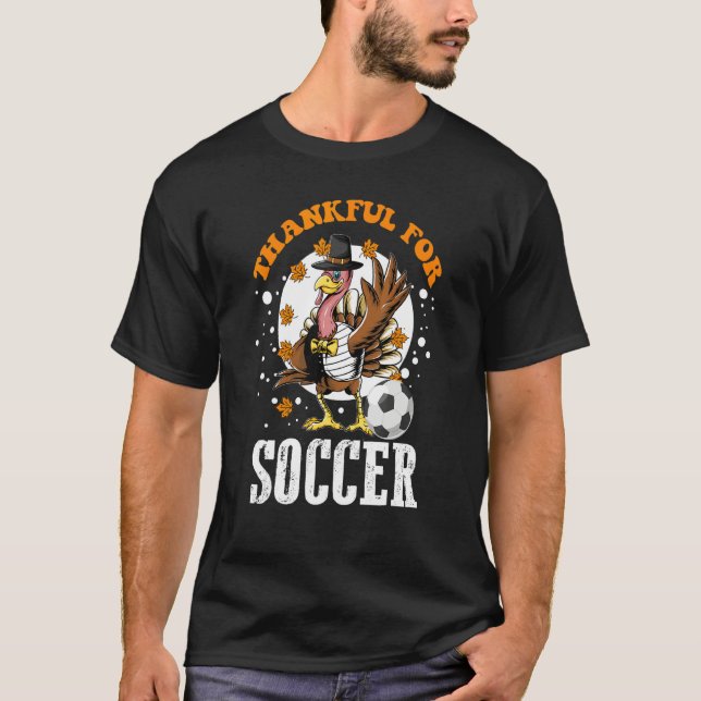 Camiseta Thankful For Soccer Turkey  Thanksgiving Football (Anverso)