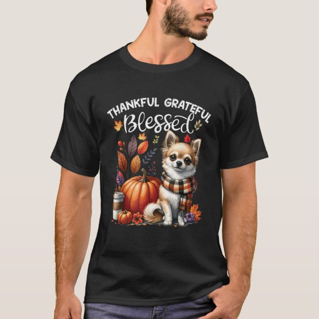Camiseta Thankful Grateful Blessed Chihuahua Dog Fall Y all (Anverso)