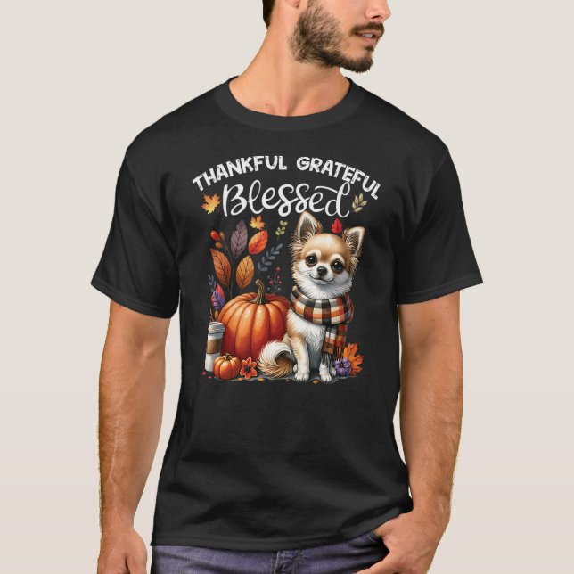 Camiseta Thankful Grateful Blessed Chihuahua Dog Fall Y'all (Anverso)