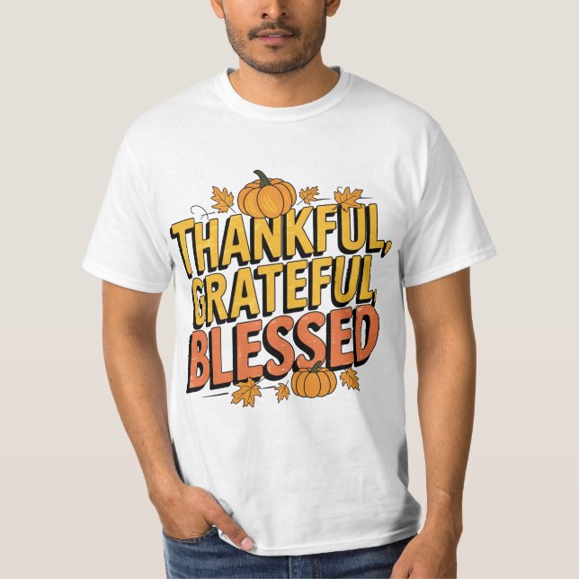 Camiseta Thankful Grateful Blessed Fall T-shirt Design (Anverso)