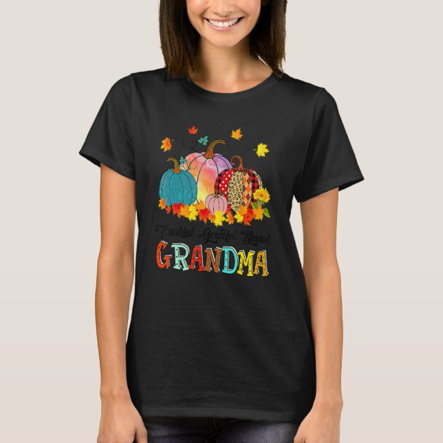 Camiseta Thankful Grateful Blessed Gramma Pumpkins Thanksgi (Anverso)