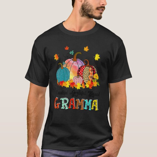 Camiseta Thankful Grateful Blessed Gramma Pumpkins Thanksgi (Anverso)