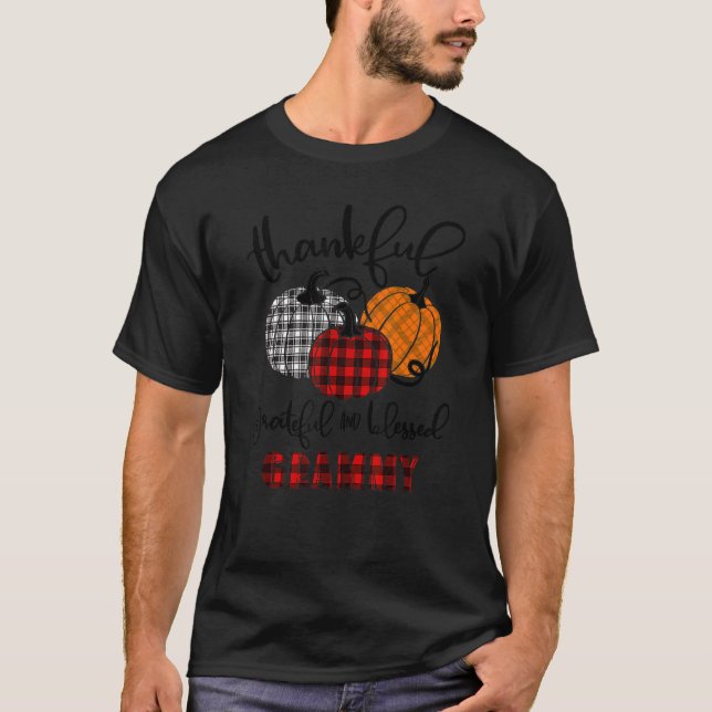 Camiseta Thankful Grateful Blessed Grammy Autumn Fall Pumpk (Anverso)