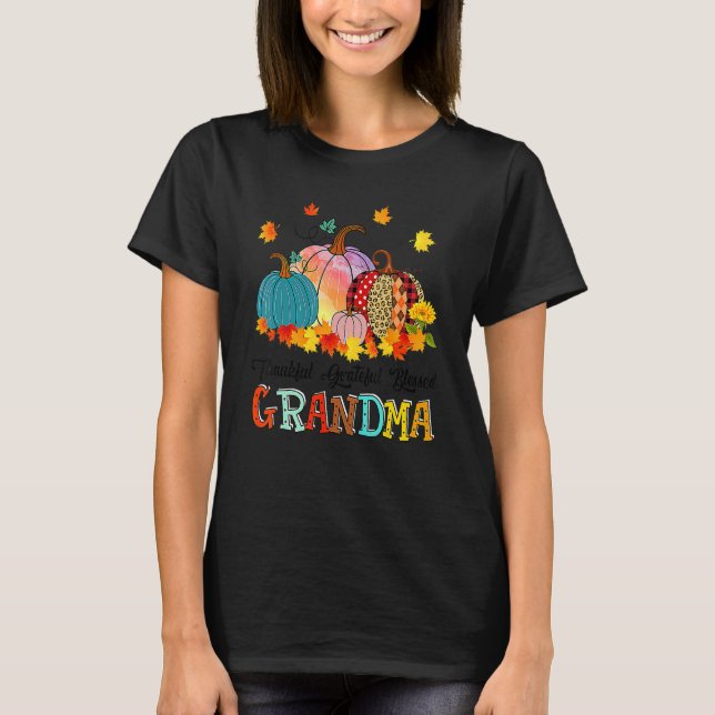 Camiseta Thankful Grateful Blessed Grammy Pumpkins Thanksgi (Anverso)