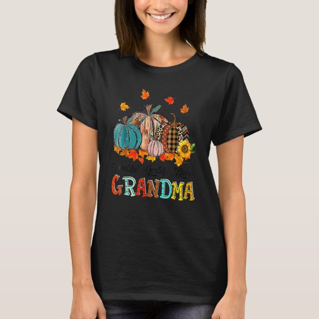 Camiseta Thankful Grateful Blessed Grammy Pumpkins Thanksgi (Anverso)