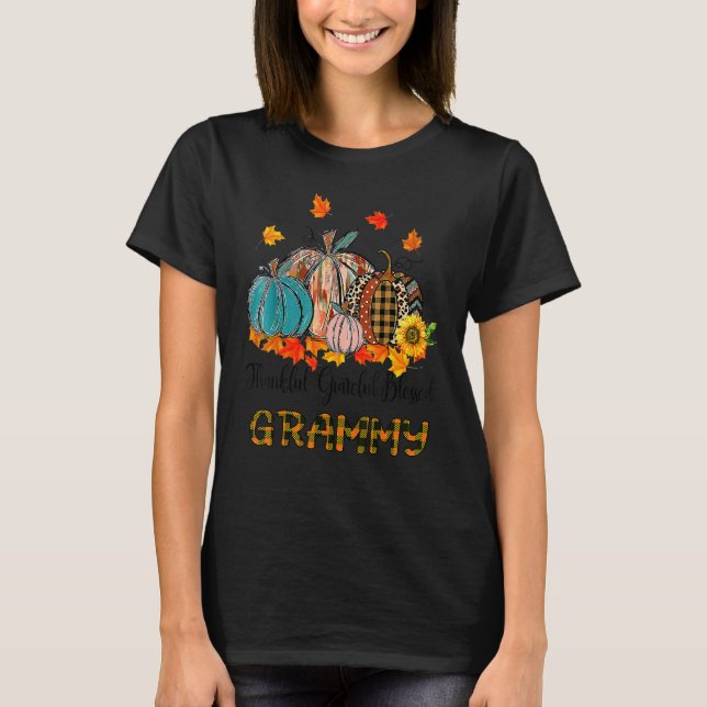 Camiseta Thankful Grateful Blessed Grammy Pumpkins Thanksgi (Anverso)