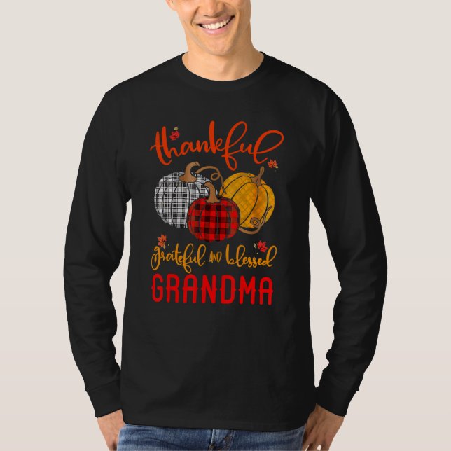 Camiseta Thankful Grateful Blessed Grandma Autumn Fall Pump (Anverso)
