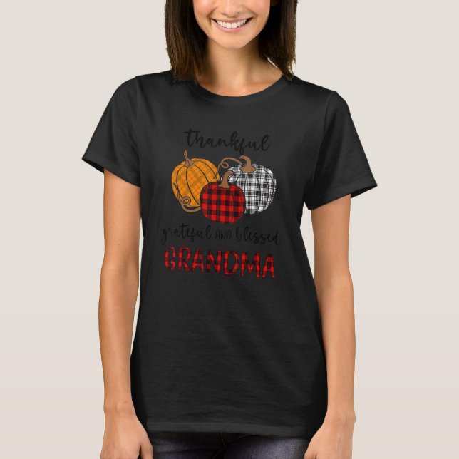 Camiseta Thankful Grateful Blessed Grandma Plaid  Thanksgiv (Anverso)